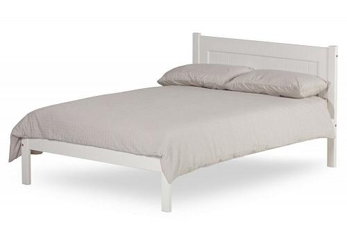 4ft6 Double White wood bed frame.Low foot board end 1